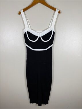 Madrag Chic Two-Tone Black and White Bustier Knit Slip Dress. Medium